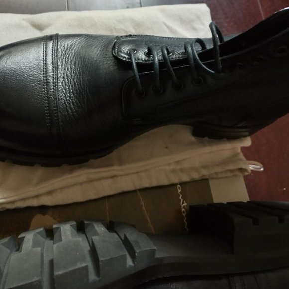 NIB $1475 Santoni Black Calf Leather Goodyear Mens Combat Boot US 11-11.5/UK 10 main image 5